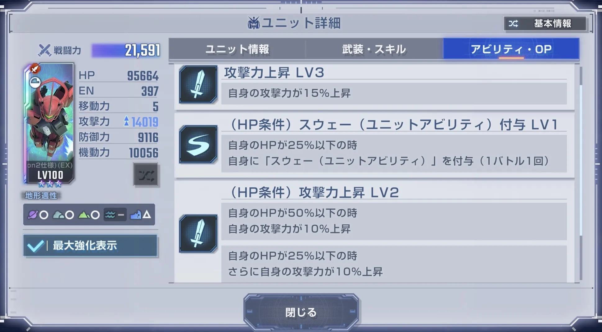 HP条件でスウェーが付与される