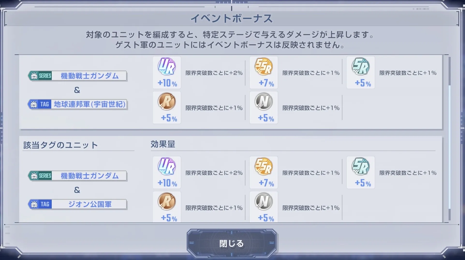ボーナス機体を編成して火力を上げよう
