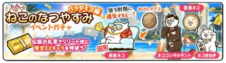 ねこのなつやすみパラダイス編イベントガチャの画像