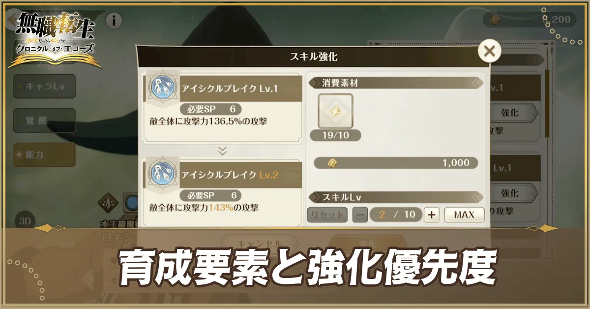 育成要素と優先度