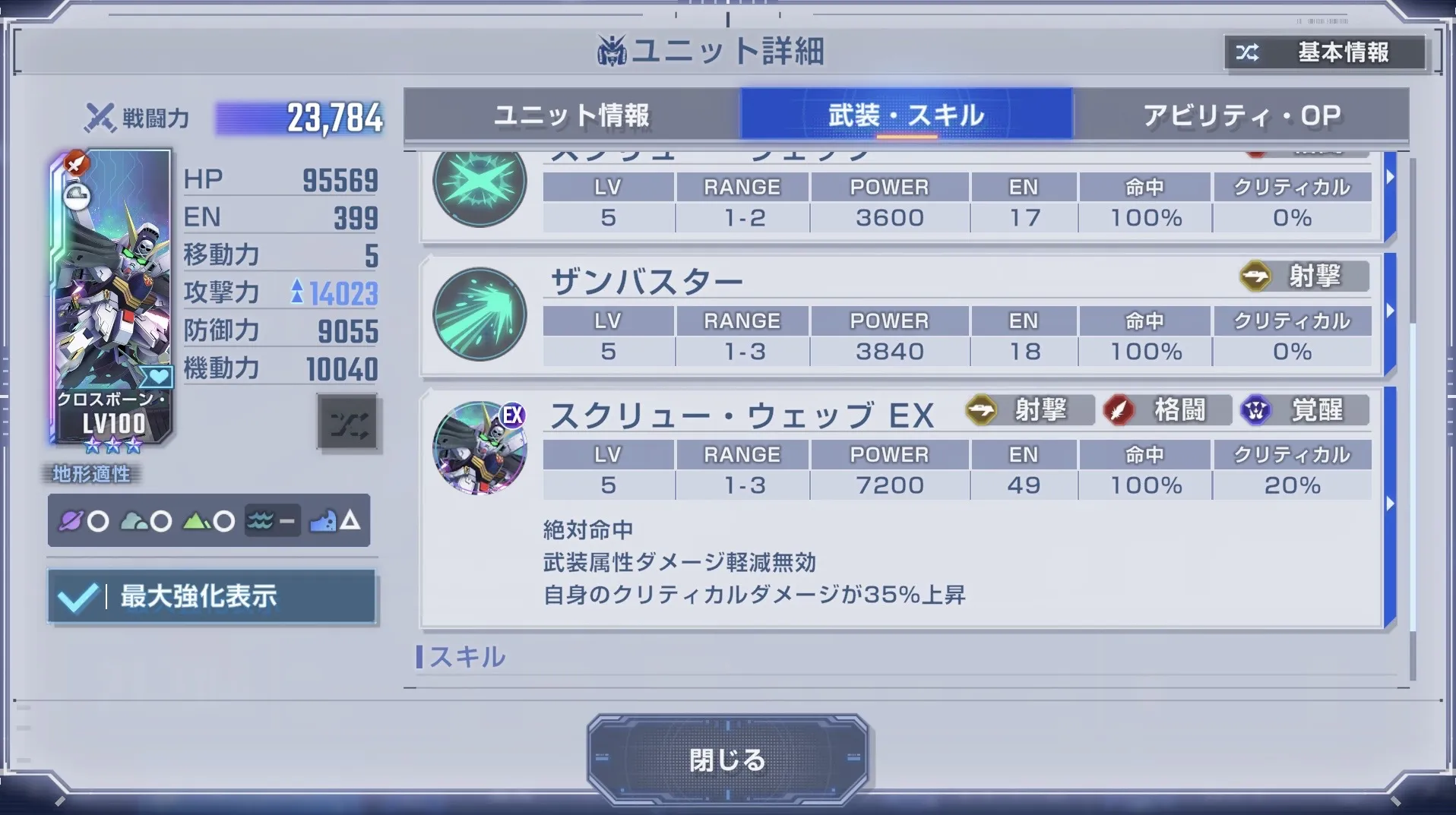 クリティカル率アップのスキルと相性が良い