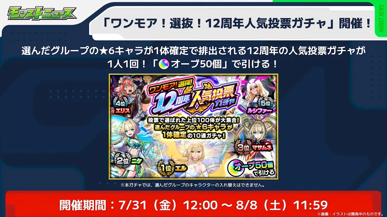 12周年人気投票ガチャ
