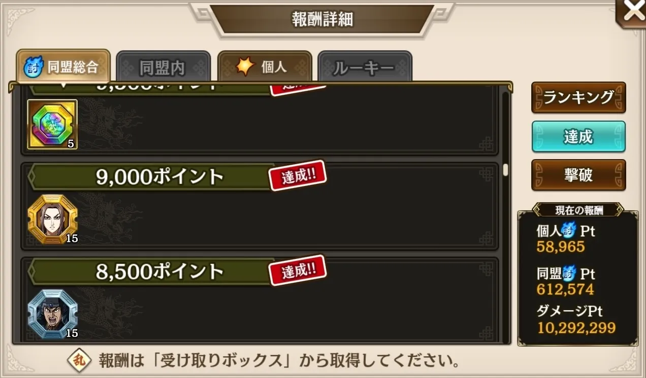 討伐ポイント累計