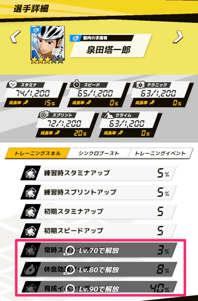 トレーニングスキルが増える