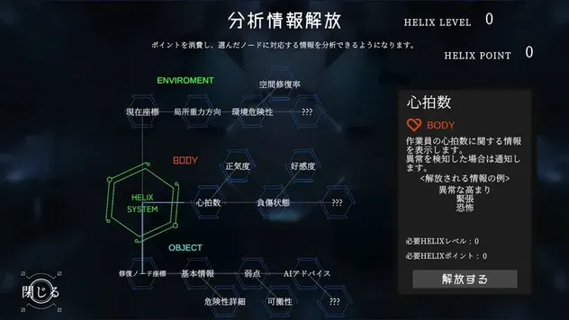 少女の状態を分析しながら未知の空間を探索できる