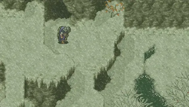 木に隠れて風をやり過ごす