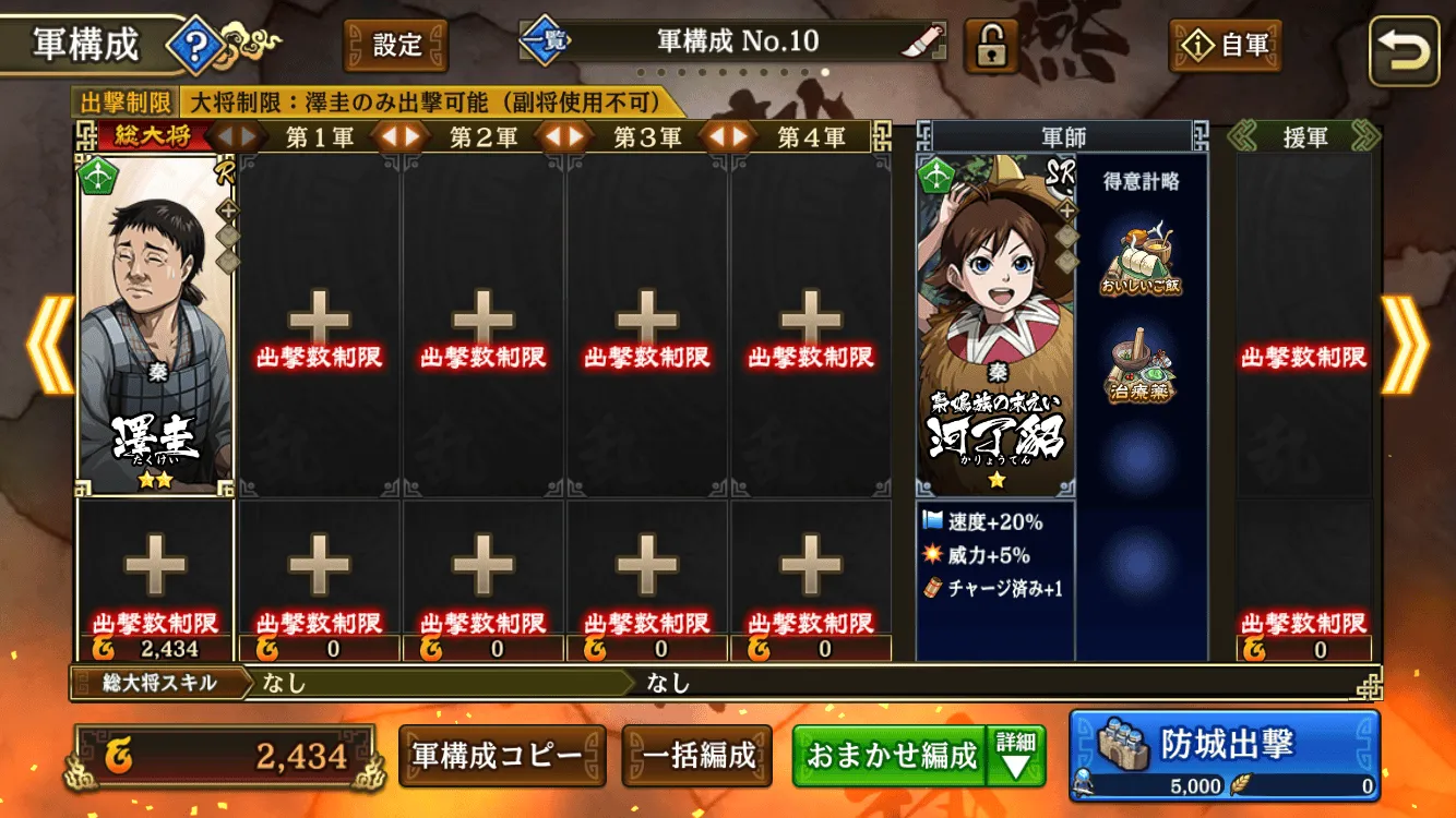 澤圭の出撃編成
