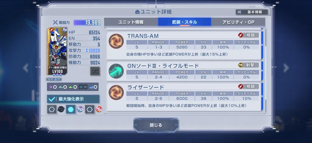 SSRダブルオーライザーの武装