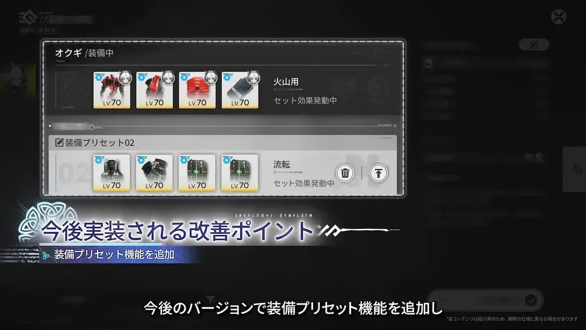装備プリセット