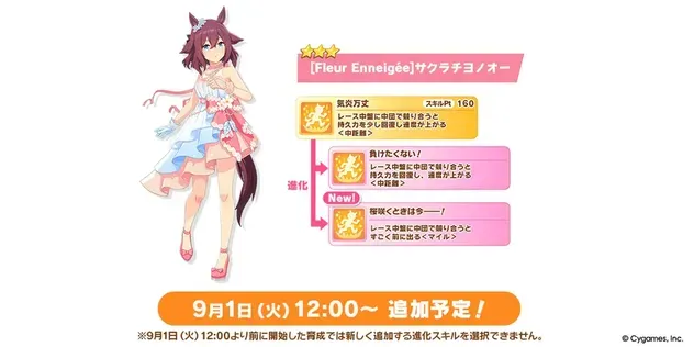 サクラチヨノオーの進化スキル追加