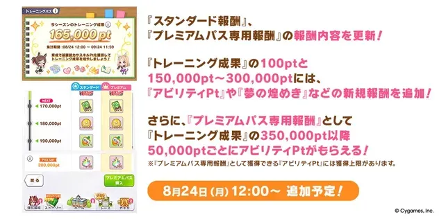 トレーニングパス報酬追加