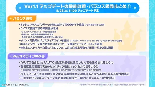 Ver1.1アップデートの機能改善・バランス調整まとめ1