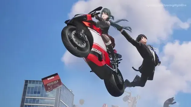 バイクでジャンプするシーン