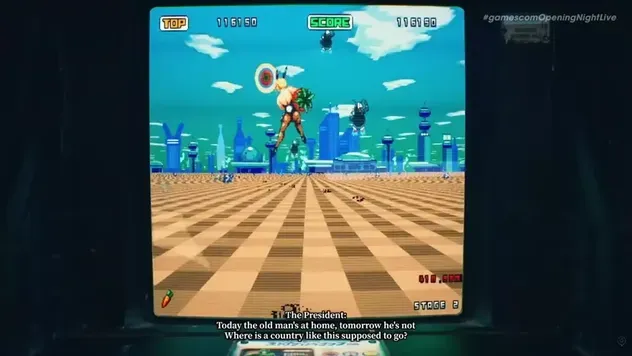 レトロなアーケードゲームのプレイ画面