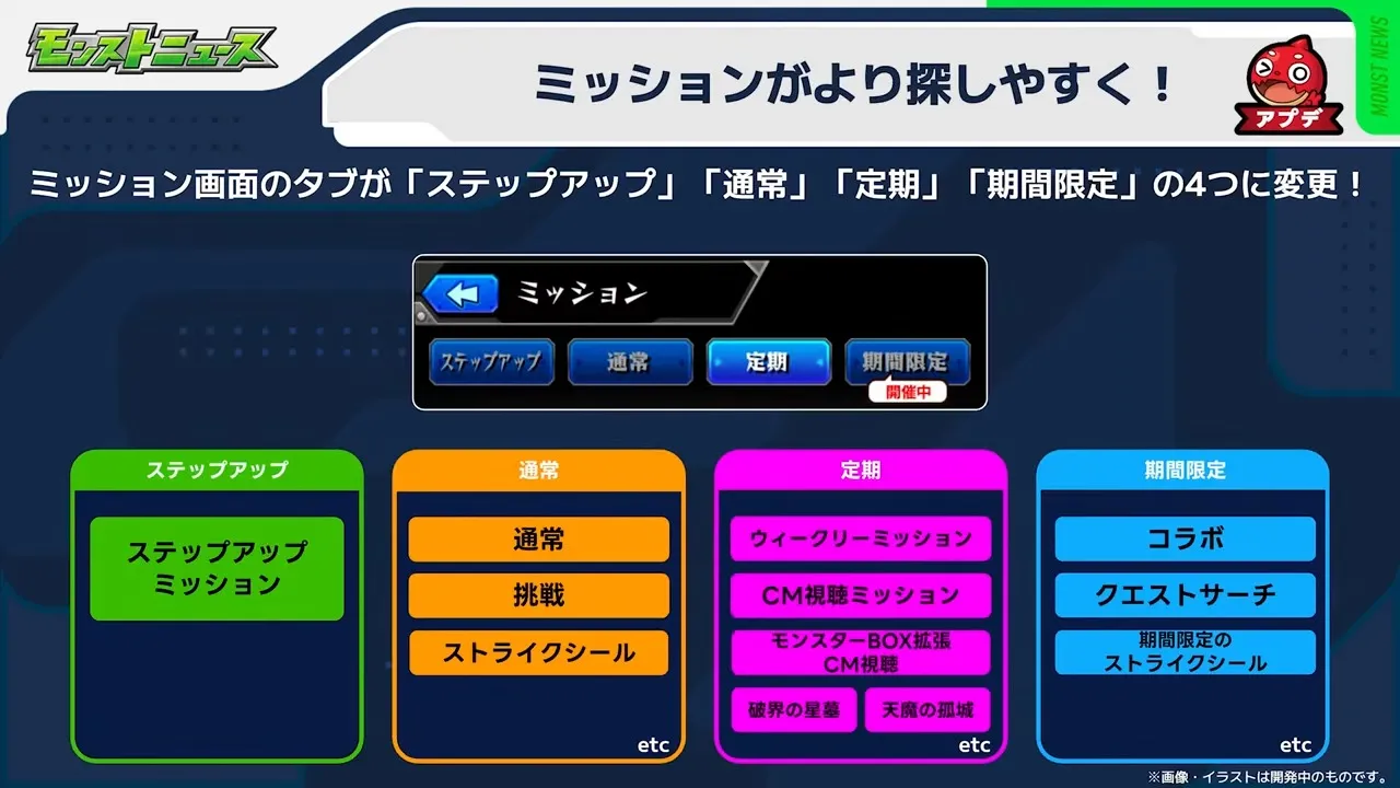 ミッションが探しやすく
