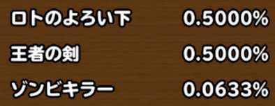 目玉装備の排出確率の画像