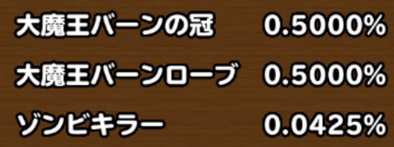目玉装備の排出確率の画像