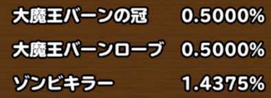 目玉装備の排出確率の画像