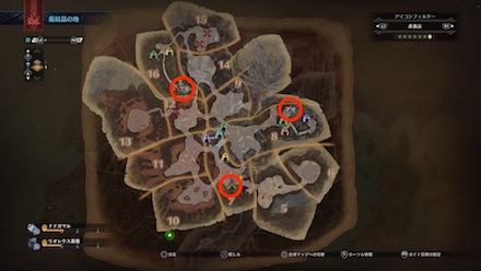 龍結晶の地のキャンプ設営地一覧