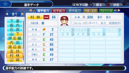 パワプロ18 村林一輝の選手能力と特殊能力一覧 ゲームエイト