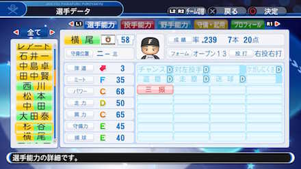 横尾俊建の選手データ画像