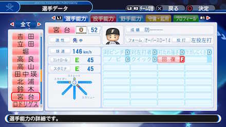 宮台康平の選手データ画像