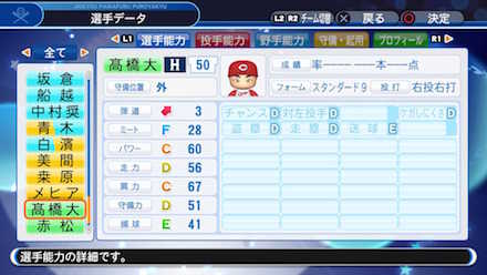 髙橋大樹の選手データ画像