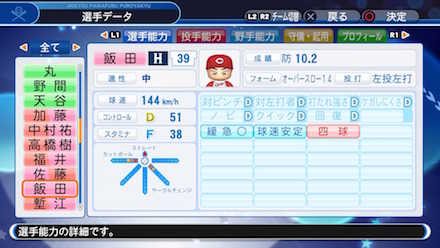 飯田哲矢の選手データ画像