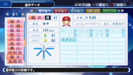 藤井皓哉の選手データ画像