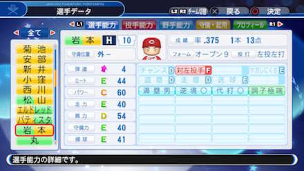 岩本貴裕の選手データ画像