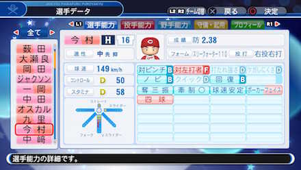 今村猛の選手データ画像