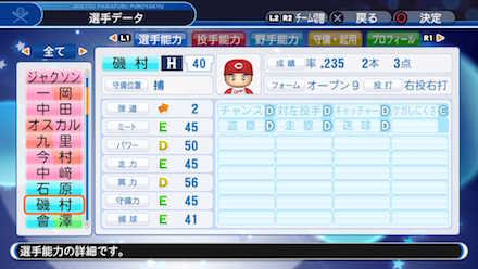 磯村嘉孝の選手データ画像