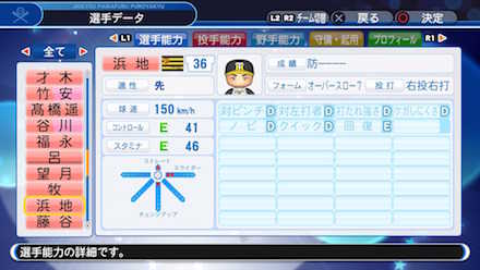 浜地真澄の選手データ画像