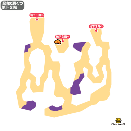 ドラクエ7の沼地の洞くつ地下2階のマップ