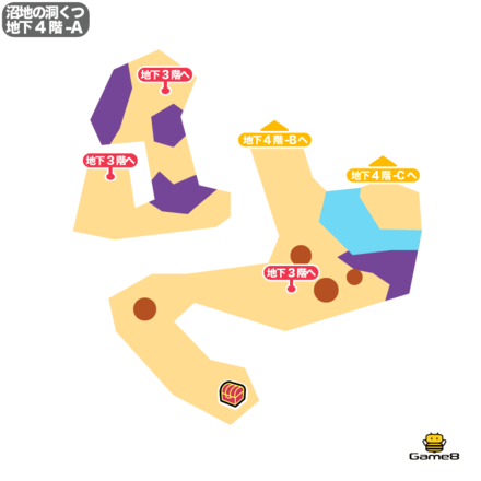 ドラクエ7の沼地の洞くつ地下4階-Aのマップ