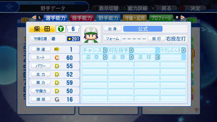 柴田軍平の選手能力