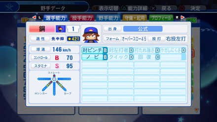 鋼毅の選手能力