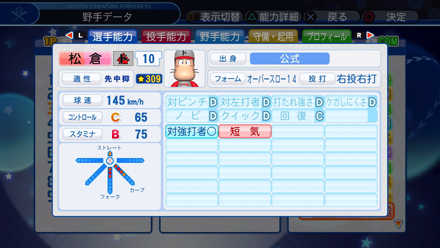 松倉宗光の選手能力