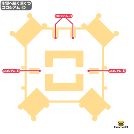 神殿への地下道コロシアム-Dのマップ