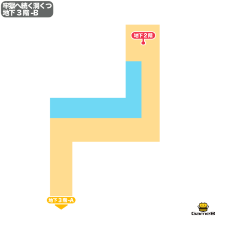 神殿への地下道地下3階-Bのマップ