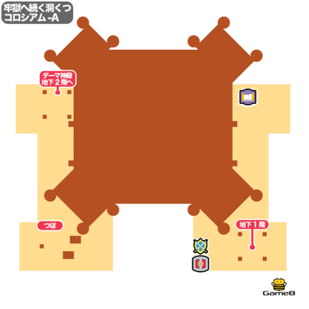 神殿への地下道コロシアム-Aのマップ