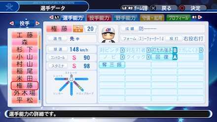 権藤博の選手ステータス画像