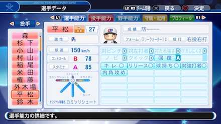 平松政次の選手ステータス画像