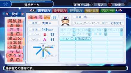 佐々岡真司の選手ステータス画像