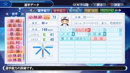 小林幹英の選手ステータス画像