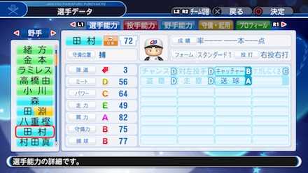 田村藤夫の選手ステータス画像