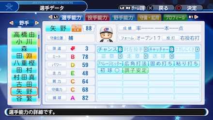 矢野燿大の選手ステータス画像