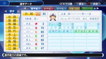パワプロ18 片岡篤史の選手能力と特殊能力一覧 ゲームエイト