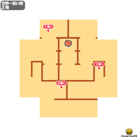 ドラクエ7の世界一高い塔2階のマップ