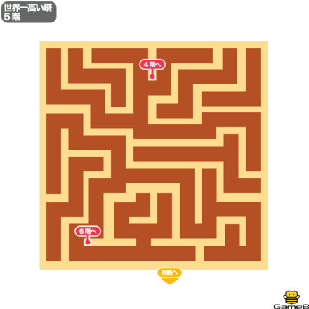 ドラクエ7の世界一高い塔5階のマップ